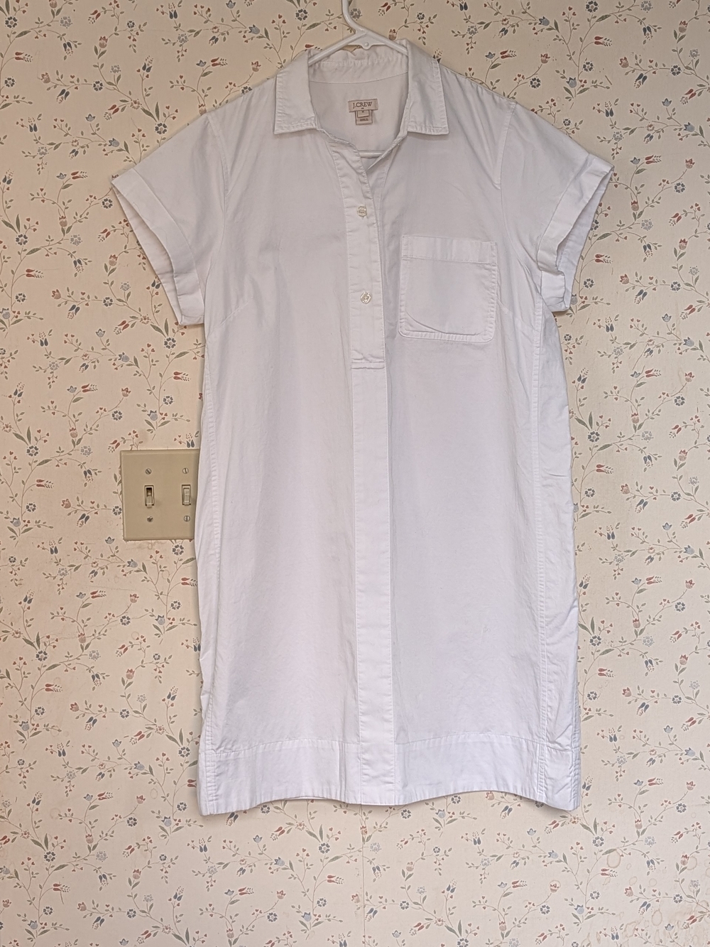 J Crew M White Button-Front Shirt Dress Clean Girl Summer Party Graduation